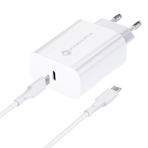 Nabíječka telefonu Forcell F-Energy USB C QC4.0 PD 25W + kabel USB C na USB C, bílá