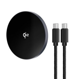 Forcell F-Energy Smart Charge USB C Qi2 15W MagSafe kompatibilní indukční nabíječka s odnímatelným 1,5m kabelem, stříbrná