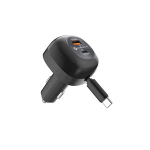 Autonabíječka Forcell F-Energy Alu USB C + USB A + navíjecí kabel USB C PD QC4.0 SFC2.0 3A 75W černá