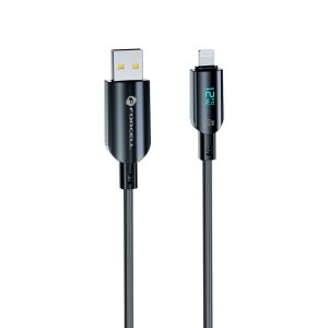 Digitální kabel Forcell F-Energy 2,4A 12W s konektory USB A a Lightning, 1,2 m černý