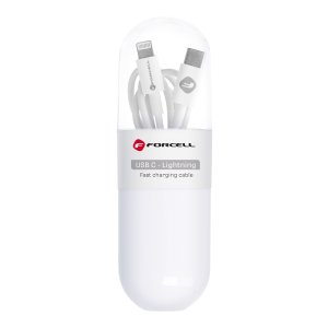 Kabel USB C na Lightning Forcell F-Energy PD 27W Tube 1 m, bílý