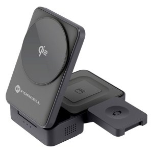Indukční nabíječka MagSafe Forcell F-Energy 3w1 Flex Pro Qi2, černá