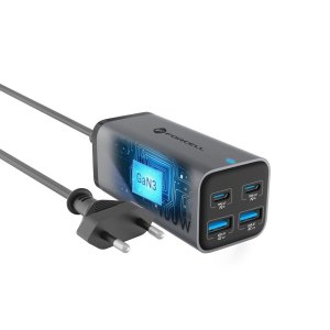 Stolní nabíječka Forcell F-Energy GaN III 2 x USB C + 2 x USB A QC4.0 PD 5A 100W VT-49 šedá